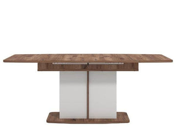 Amos Mann White Gloss And Warm Oak Extending Dining Table