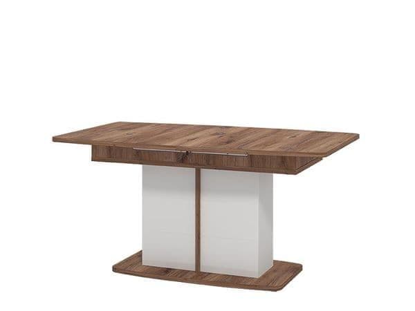 White Gloss & Warm Oak Extending Dining Table