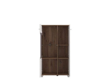 Amos Mann White Gloss Oak Effect Low Display Cabinet 11012063
