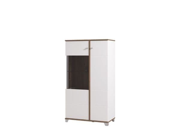 White Gloss Oak Effect Low Display Cabinet 11012063