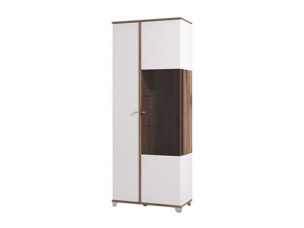 White High Gloss & Oak Effect Display Cabinet