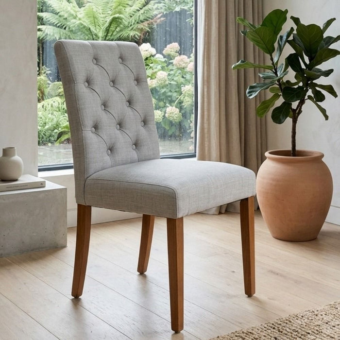Milan Button Fabric Dining Chair - In Stock