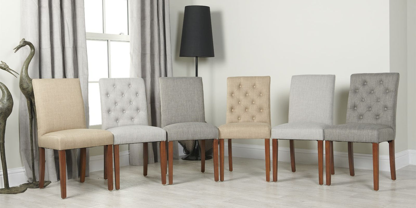 Milan Button Fabric Dining Chair - In Stock