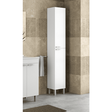 Amos Mann Tall Narrow Bathroom Cupboard White Gloss