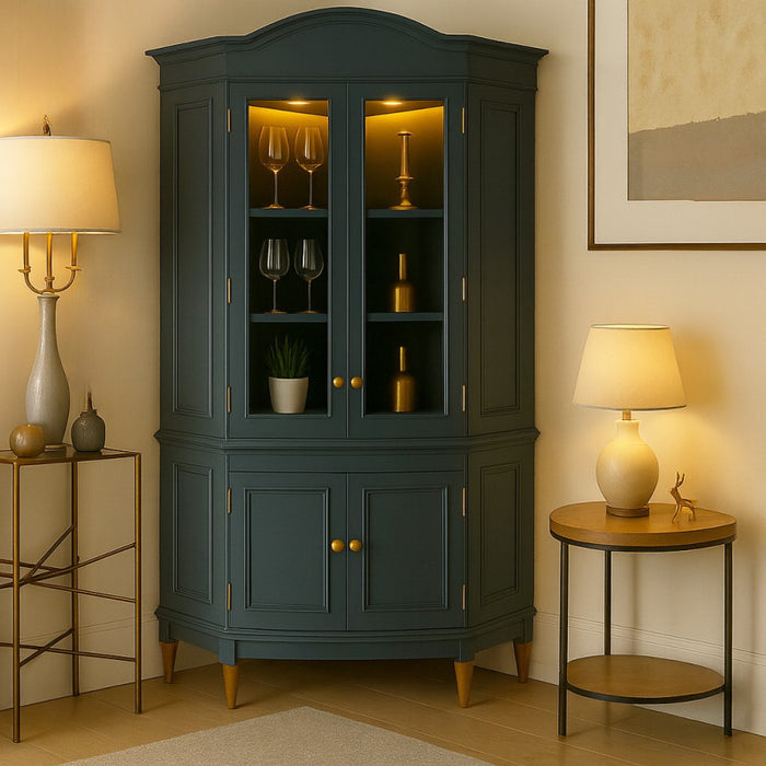 Milano Corner Display Cabinet - Navy Blue