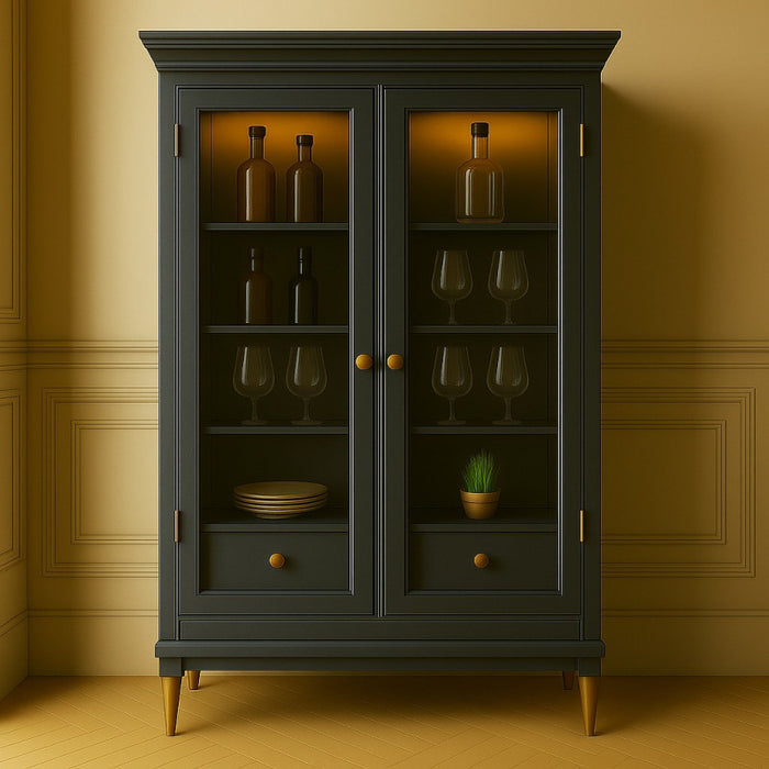 Milano Two-Door Display Cabinet - Navy Blue