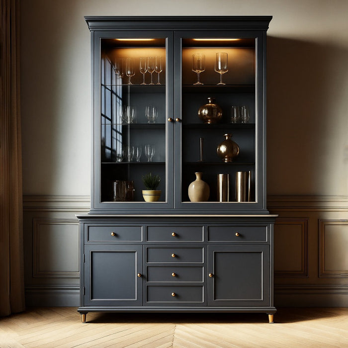Milano Large Display Cabinet Navy Blue