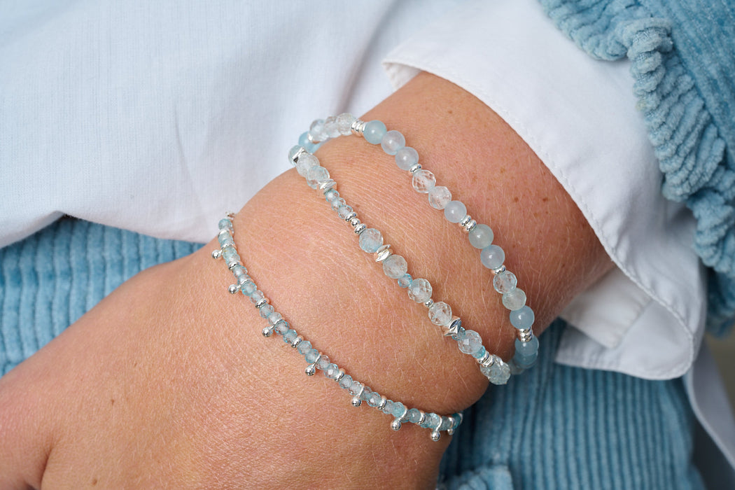 Moala Silver & Blue Topaz Stacking Bracelets