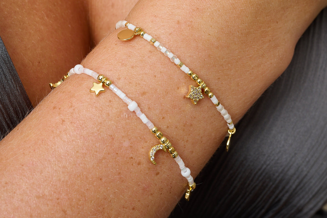 Mondesi White & Gold Stacking Bracelets