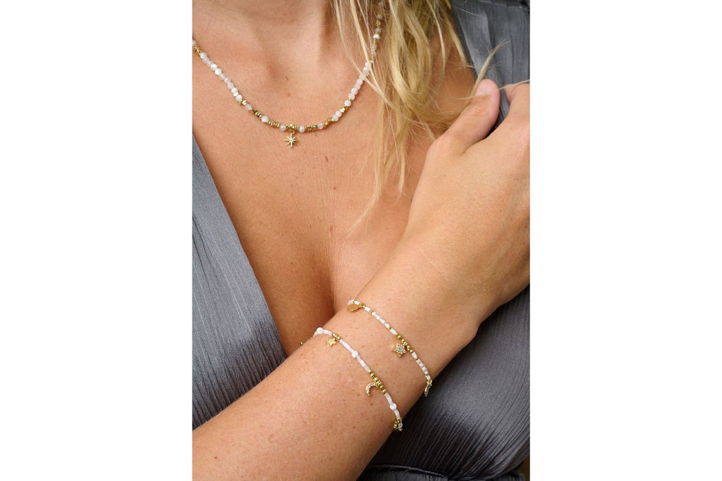 Mondesi White & Gold Stacking Bracelets
