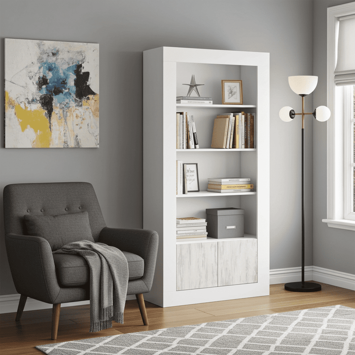 Montreal White And Wood Effect Tall Bookcase â€“ 3076