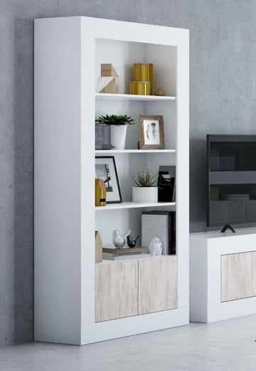 Amos Mann White And Wood Effect Tall Bookcase Ã¢ÂÂ 3076