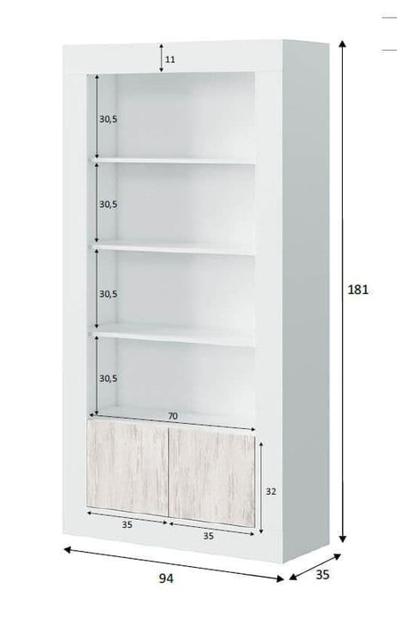 White & Wood Effect Tall Bookcase