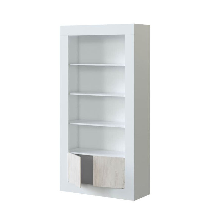 White & Wood Effect Tall Bookcase