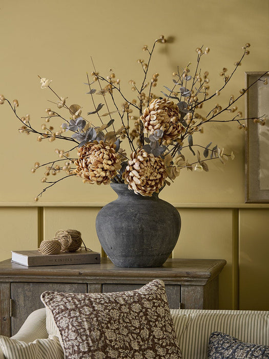 Three Sumptuous Faux Chrysanthemum Stems - Mocha