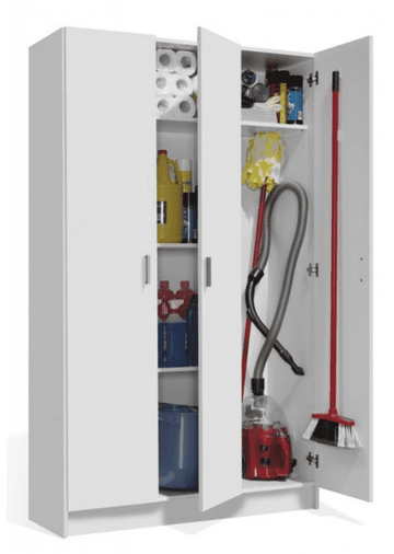 Amos Mann Purpose White Wide Storage Cupboard 3 Door
