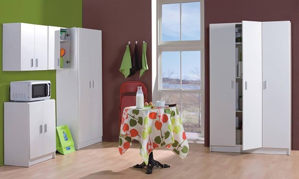 Purpose White Wide Storage Cupboard 3-Door