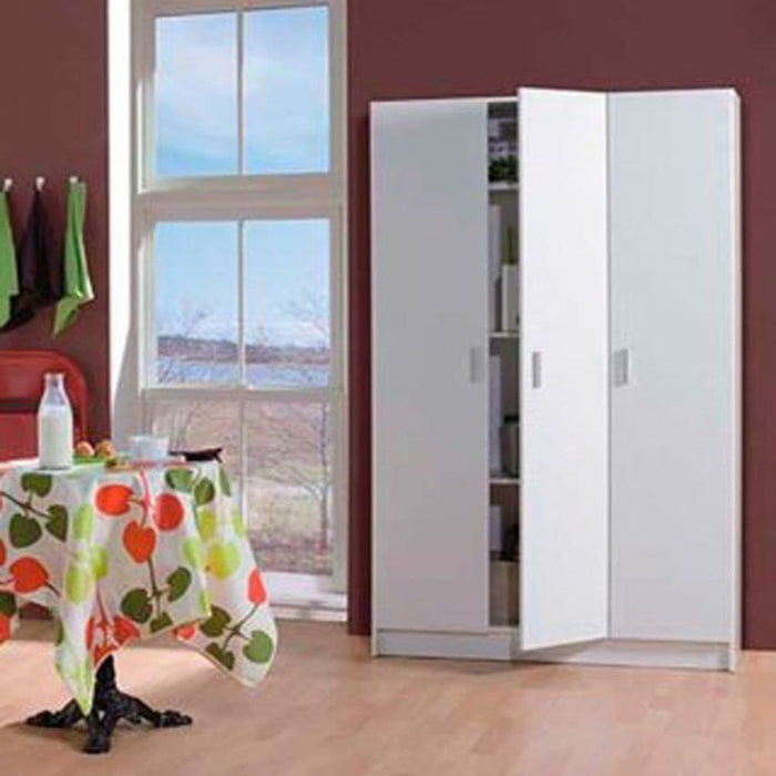 Purpose White Wide Storage Cupboard 3-Door