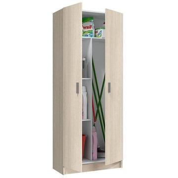 Amos Mann Tall Oak Effect 2 Door Utility Universal Storage Cupboard