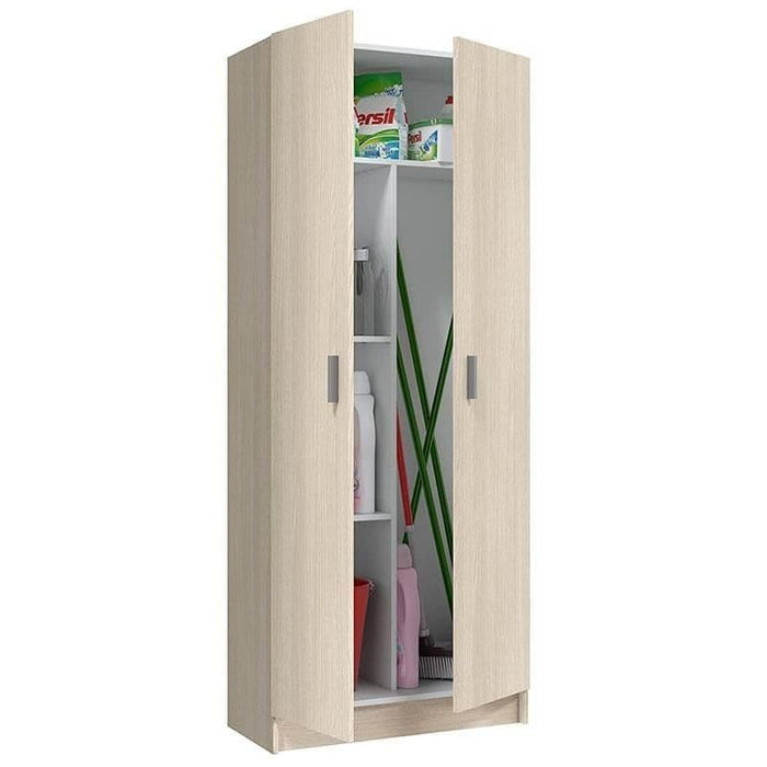 Tall Oak Effect 2-Door Utility Universal Storage Cupboard