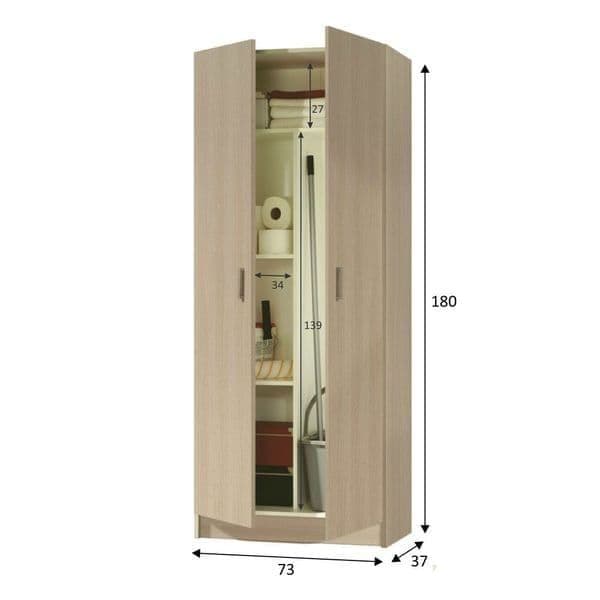 Tall Oak Effect 2-Door Utility Universal Storage Cupboard