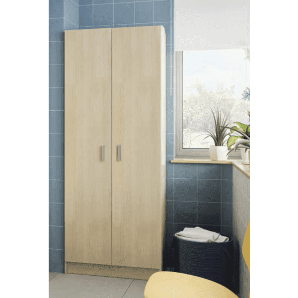 Tall Oak Effect 2-Door Utility Universal Storage Cupboard