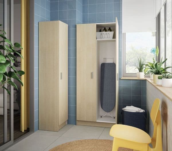 Tall Oak Effect 2-Door Utility Universal Storage Cupboard