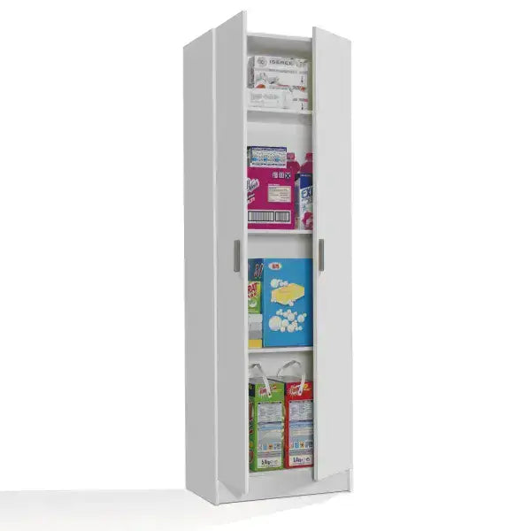 Tall White 2-Door Shoe Storage Utility Cupboard