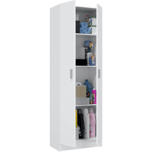Tall White 2-Door Shoe Storage Utility Cupboard