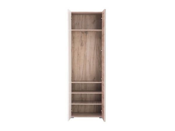 White Gloss & Oak Effect Mirrored Narrow Wardrobe