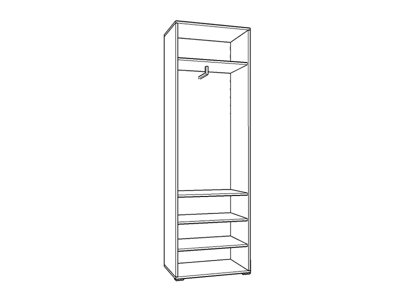 White Gloss & Oak Effect Mirrored Narrow Wardrobe