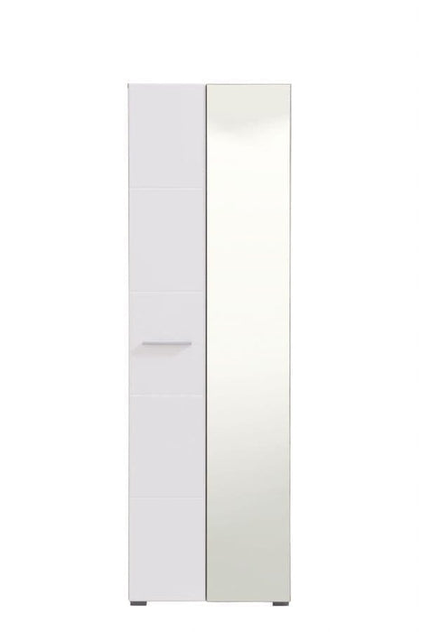White Mirrored Narrow Wardrobe