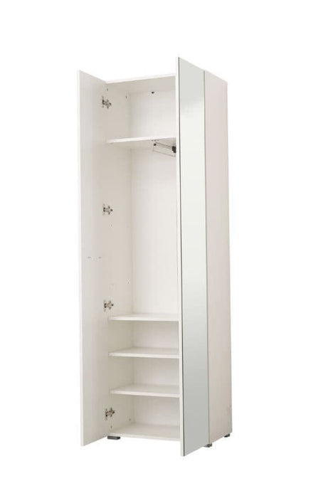 White Mirrored Narrow Wardrobe