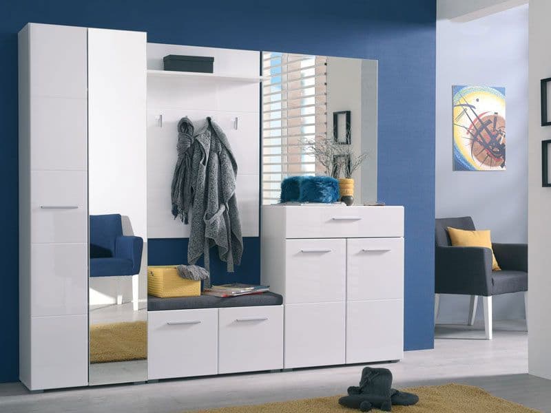 White Mirrored Narrow Wardrobe