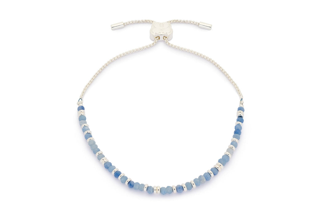 Mystical Silver & Blue Aventurine Gemstone Bead Bracelet
