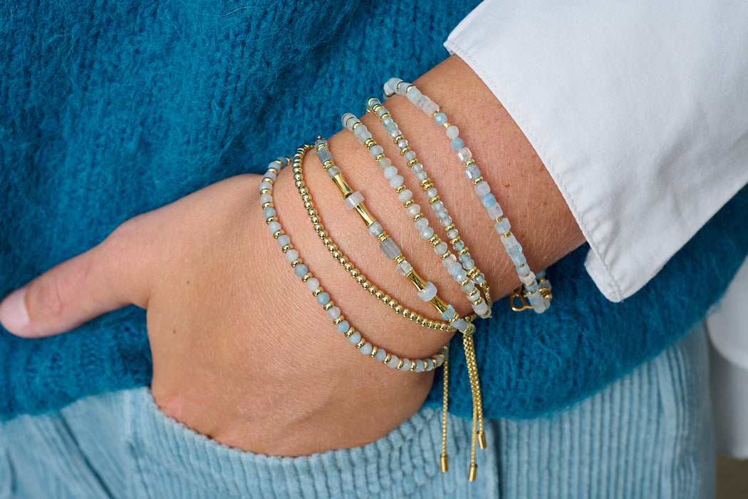 Mystical Gold & Blue Topaz Gemstone Slider Bracelet