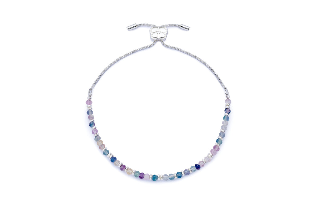 Mystical Silver & Rainbow Fluorite Gemstone Bracelet