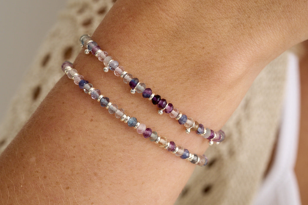 Mystical Silver & Rainbow Fluorite Gemstone Bracelet