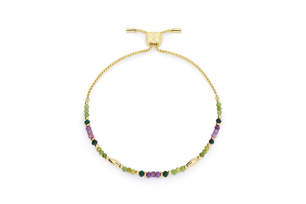 Nasrin Green Jade & Amethyst Gemstone Slider Bracelet