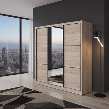 Amos Mann Oak Effect Sliding Door Wardrobe