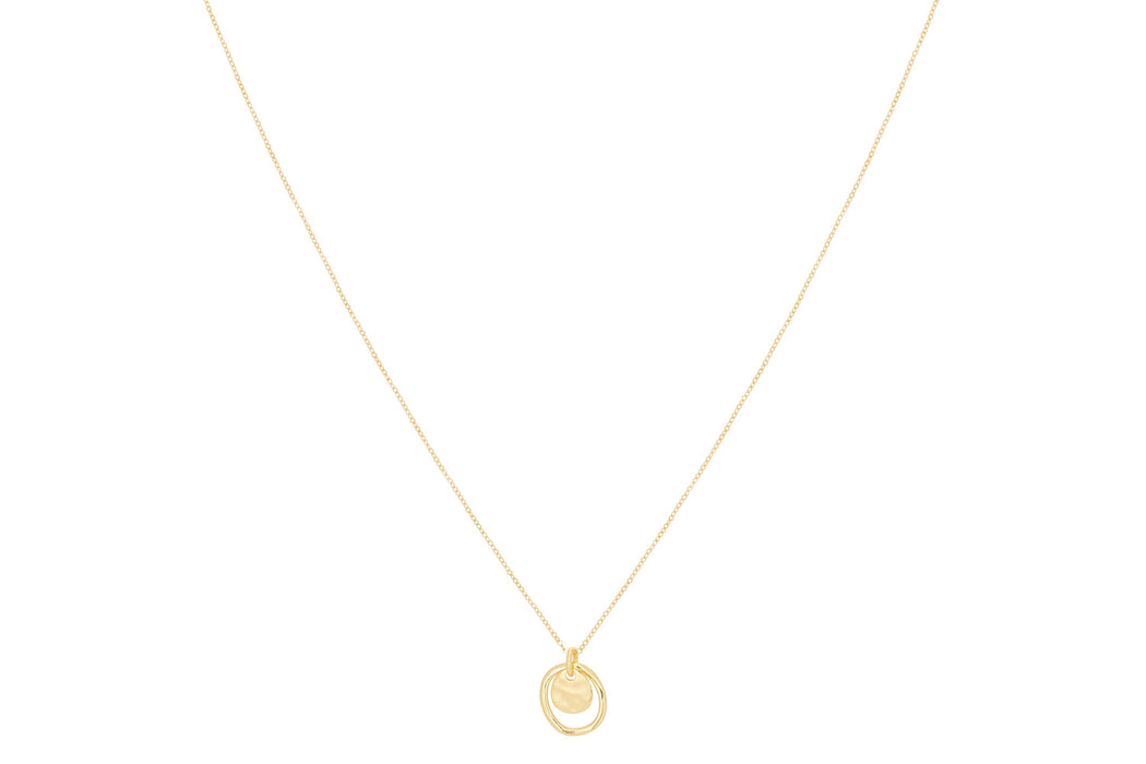 Aperol Gold Battered Disc Necklace