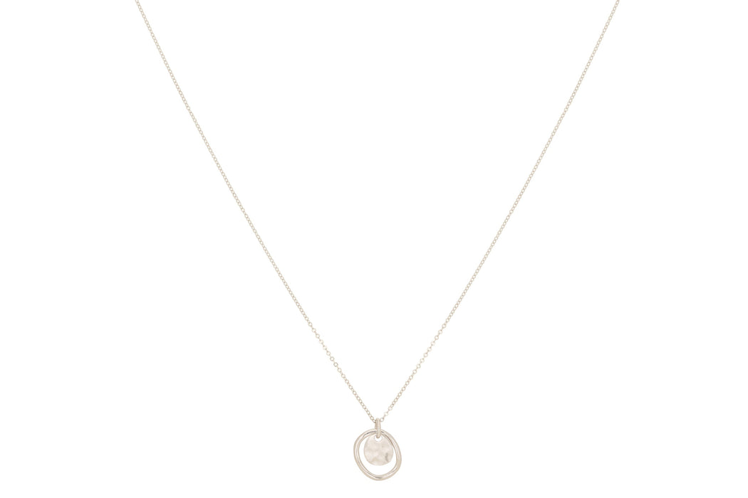 Aperol Silver Battered Disc Necklace
