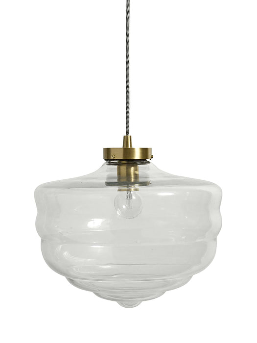Vintage Style Brass & Glass Pendant Light