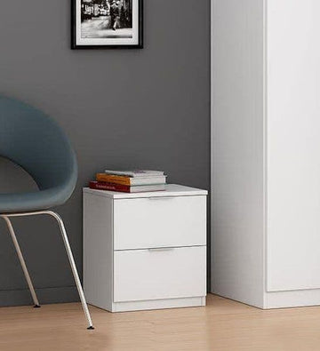 Amos Mann 2 Drawer Bedside Cabinet Artic White