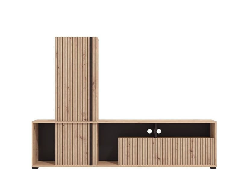 Artisan Oak Effect Slatted TV Entertainment Unit