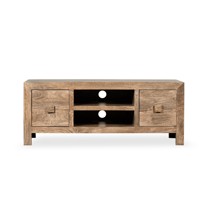 Oak Stain Dakota Mango Wood 125cm Media Unit - In Stock