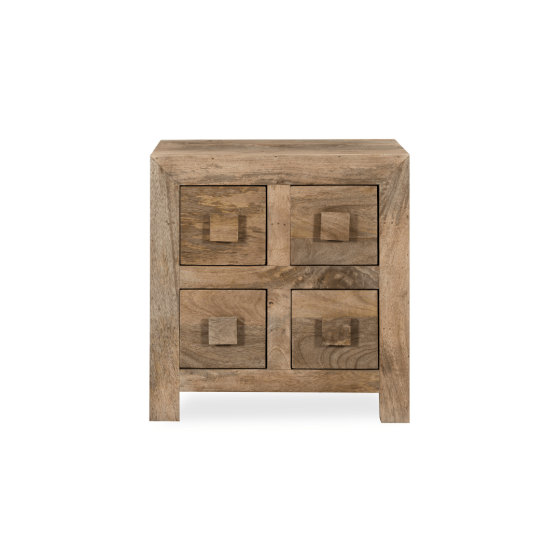 Acre & Artisan Oak Stain Solid Wood 52Cm 4 Drawer Chest