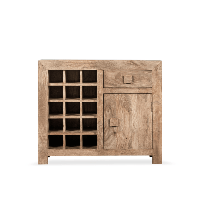 Oak Stain Dakota Mango Wood 89cm Wine Rack - In Stock