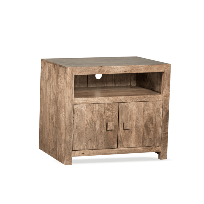 Oak Stain Dakota Mango Wood 90cm 2 Door Media Unit - In Stock