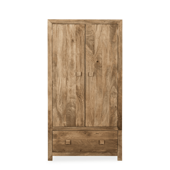 Acre & Artisan Oak Stain Solid Wood Double Wardrobe